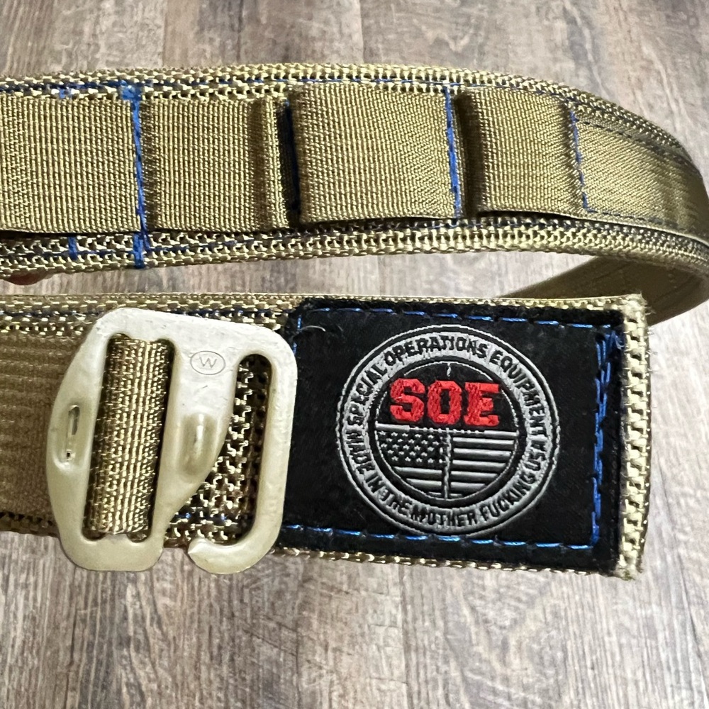 SOE Tactical Men's Belt 34 - Tan with Blue special operations equipment